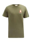 Matchesfashion.com Maison Kitsun - Lotus Fox Cotton-jersey T-shirt - Mens - Khaki