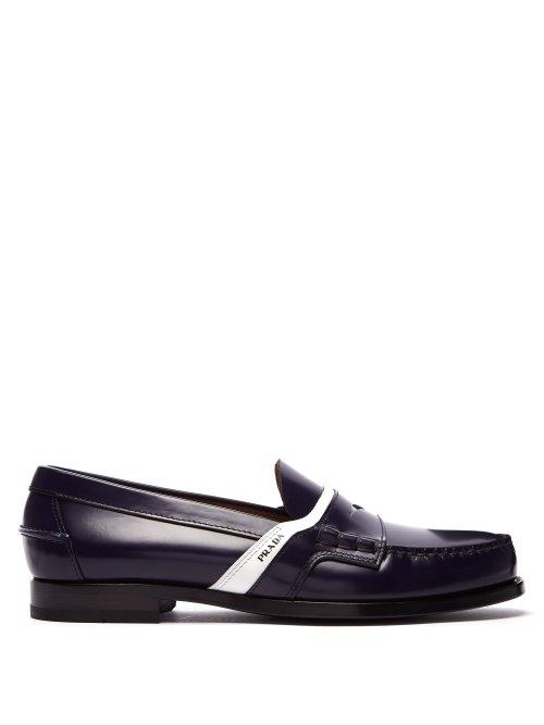 Matchesfashion.com Prada - Bi Colour Leather Loafers - Mens - Blue
