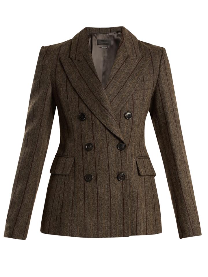 Isabel Marant Kelsey Double-breasted Striped Wool-blend Jacket