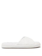 Ladies Shoes Skin - Kyoto Crossover-strap Organic-cotton Terry Slides - Womens - White