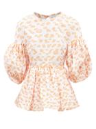 Cecilie Bahnsen - Jerry Puff-sleeve Floral Fil-coup Blouse - Womens - Orange Multi