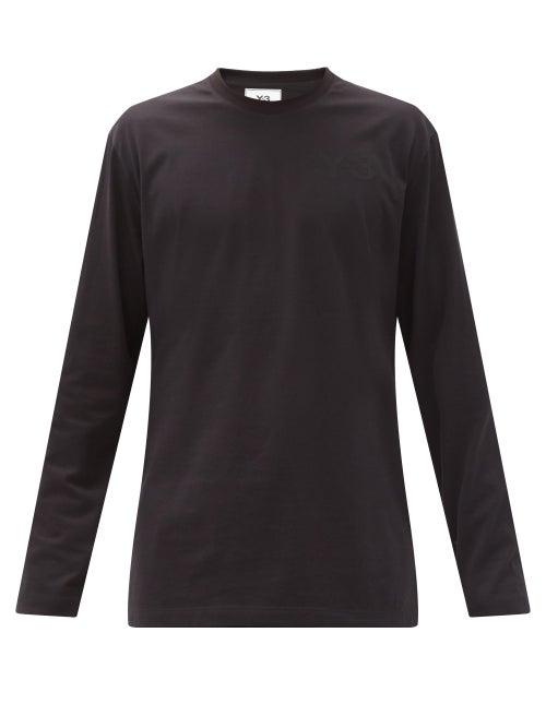 Matchesfashion.com Y-3 - Logo-print Cotton-jersey Long-sleeved T-shirt - Mens - Black