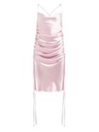 Matchesfashion.com Galvan - Yasmin Ruched Silk Satin Dress - Womens - Light Pink