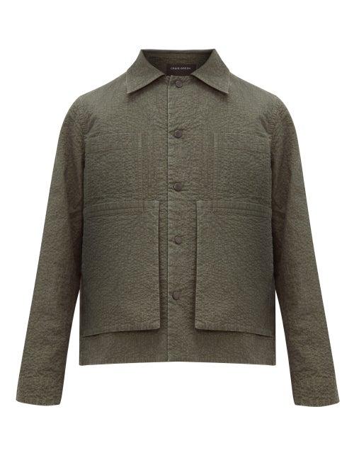 Matchesfashion.com Craig Green - Embroidered Puckered Canvas Jacket - Mens - Green