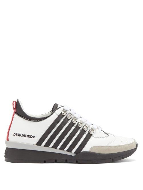 Matchesfashion.com Dsquared2 - 251 Striped Leather Trainers - Mens - White Black