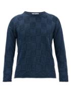 Matchesfashion.com Inis Mein - Basket-knit Linen-blend Sweater - Mens - Blue