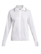 Matchesfashion.com Mm6 Maison Margiela - Long Sleeved Knitted Polo Shirt - Womens - White