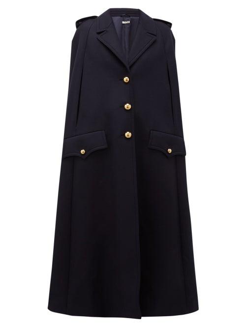 Matchesfashion.com Miu Miu - A Line Wool Cape - Womens - Navy