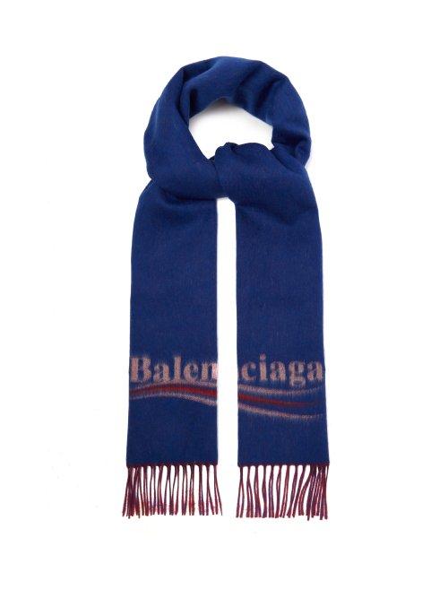 Matchesfashion.com Balenciaga - Logo Jacquard Wool Blend Scarf - Mens - Red