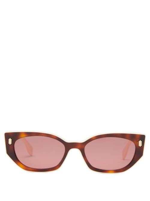 Fendi - Oval Acetate Sunglasses - Womens - Brown