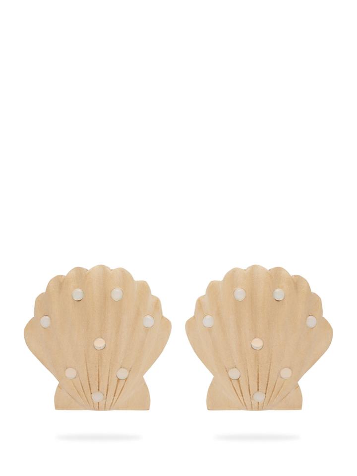 Rebecca De Ravenel Ariel Shell Wood Clip-on Earrings