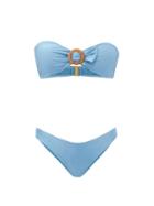 Matchesfashion.com Zimmermann - Riders Bandeau Bikini - Womens - Light Blue
