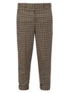 Matchesfashion.com Neil Barrett - Checked Metal Clip Wool Blend Trousers - Mens - Brown