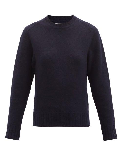 Matchesfashion.com Jil Sander - Cropped Boiled-wool Sweater - Womens - Navy