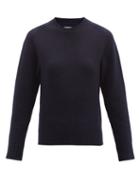 Matchesfashion.com Jil Sander - Cropped Boiled-wool Sweater - Womens - Navy
