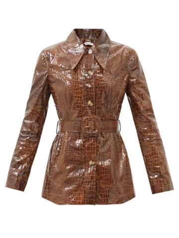 Rejina Pyo - Maeve Crocodile-effect Faux-leather Jacket - Womens - Brown