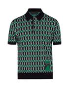 Matchesfashion.com Prada - Diamond Jacquard Virgin Wool Polo Shirt - Mens - Green Multi