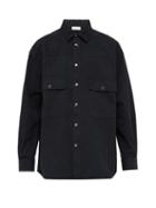 Matchesfashion.com Raey - Push Stud Herringbone Cotton Overshirt - Mens - Navy
