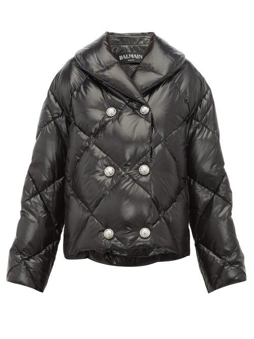 Matchesfashion.com Balmain - Glossy Quilted Down Shell Jacket - Womens - Black