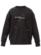 Mens Rtw Givenchy - Logo-print Distressed Cotton-jersey Sweatshirt - Mens - Black