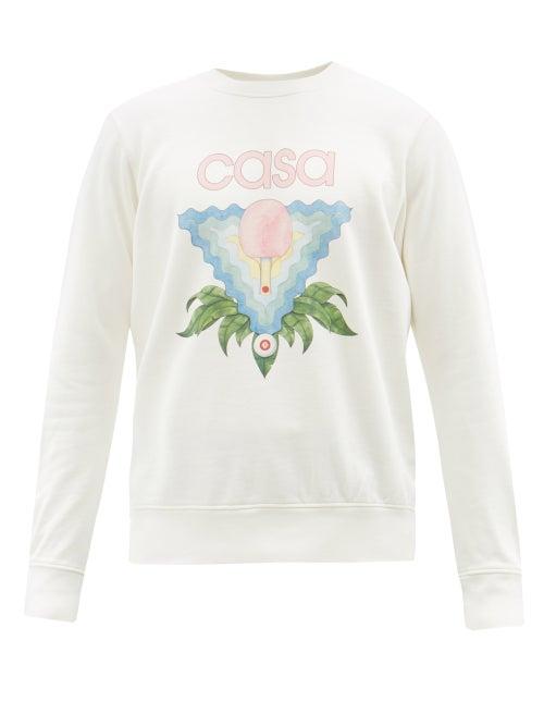 Casablanca - Tennis-print Organic-cotton Jersey Sweatshirt - Mens - White