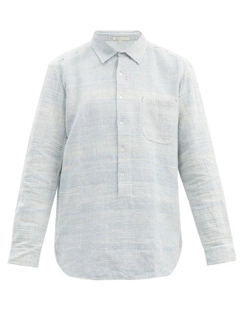 Matchesfashion.com 11.11 / Eleven Eleven - Half-buttoned Cotton-chambray Shirt - Mens - Blue