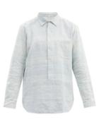 Matchesfashion.com 11.11 / Eleven Eleven - Half-buttoned Cotton-chambray Shirt - Mens - Blue