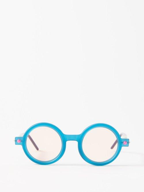 Kuboraum - P1 Round Acetate Glasses - Mens - Blue Pink