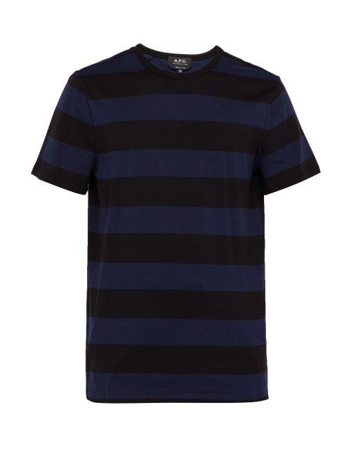 Matchesfashion.com A.p.c. - Archie Striped Cotton Jersey T Shirt - Mens - Blue