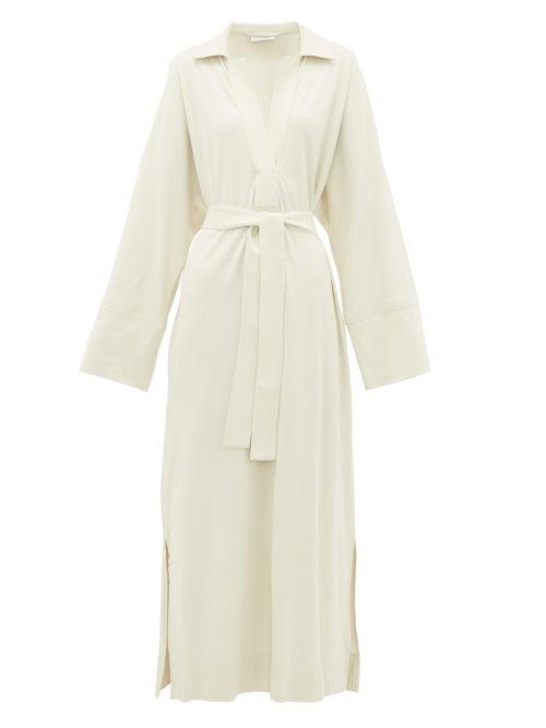 Matchesfashion.com Lemaire - Polo-collar Belted Cotton-jersey Shirt Dress - Womens - Ivory