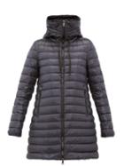 Matchesfashion.com Moncler - Logo-appliqu Quilted-down Hooded Coat - Womens - Navy