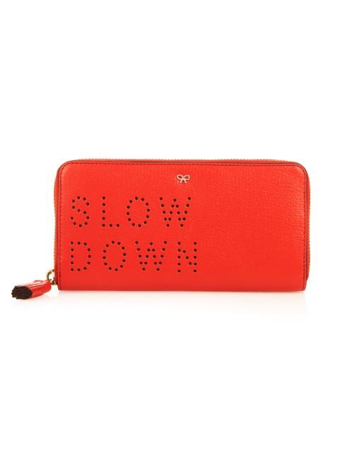 Anya Hindmarch Slow Down Perforated Zip-around Leather Wallet