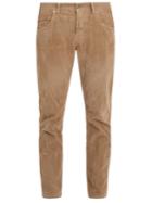 Gucci Bee-embroidered Slim-leg Corduroy Trousers