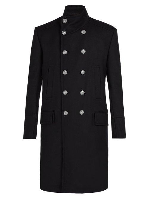 Matchesfashion.com Balmain - Long Wool And Cashmere Blend Coat - Mens - Black