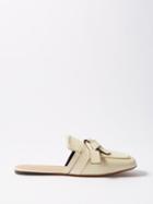 Loewe - Gate Leather Backless Loafers - Womens - Ecru