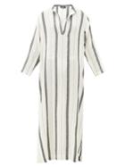 Matchesfashion.com Su Paris - Kiku Striped Cotton Kaftan - Womens - Cream Stripe