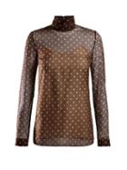 Matchesfashion.com Prada - Polka Dot Chiffon Blouse - Womens - Brown Multi