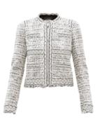 Matchesfashion.com Giambattista Valli - Tulle-trimmed Cotton-blend Boucl Jacket - Womens - White Black