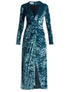 Matchesfashion.com Galvan - Cloud Hammered Velvet Dress - Womens - Blue