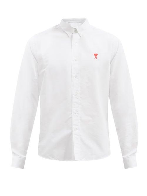Matchesfashion.com Ami - Ami De Caur-logo Cotton-poplin Shirt - Mens - White