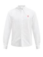 Matchesfashion.com Ami - Ami De Caur-logo Cotton-poplin Shirt - Mens - White
