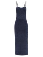 Matchesfashion.com Jacquemus - Scoop-back Knitted Velvet-cloqu Dress - Womens - Navy