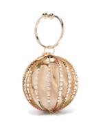 Matchesfashion.com Rosantica By Michela Panero - Urania Crystal Cage Velvet Pouch Clutch Bag - Womens - Gold Multi