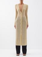 Missoni - V-neck Wave-knit Lam Long Cardigan - Womens - Beige