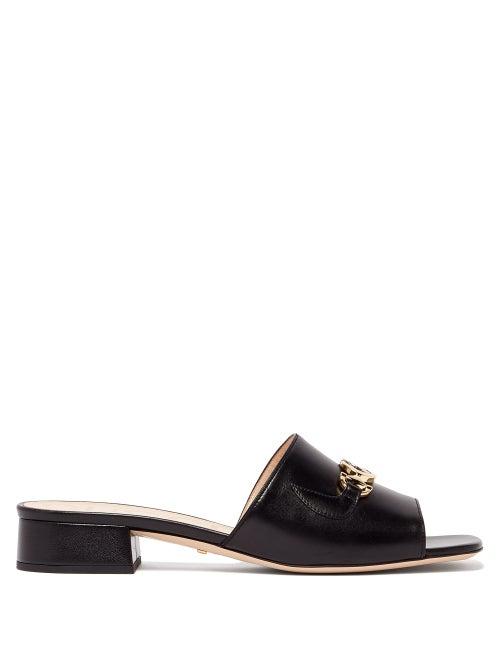 Matchesfashion.com Gucci - Zumi Logo-plaque Leather Mules - Womens - Black