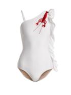 Adriana Degreas Lobster-embroidered Asymmetric Swimsuit