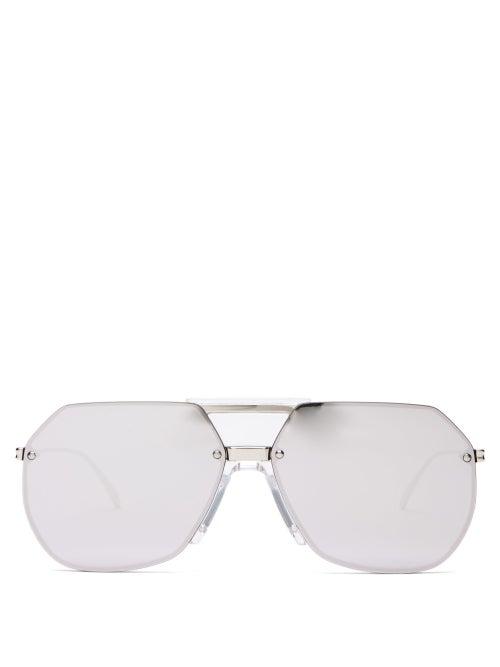 Matchesfashion.com Bottega Veneta - Aviator Metal Sunglasses - Womens - Silver