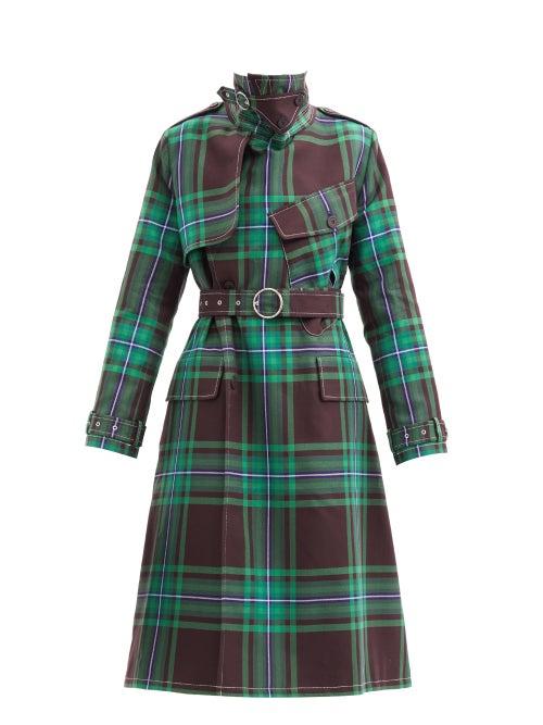 Matchesfashion.com Charles Jeffrey Loverboy - Asymmetric-pocket Tartan Cotton Trench Coat - Womens - Green Print