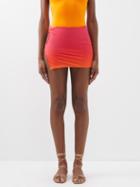 Louisa Ballou - Double-ring Gradient Recycled-blend Mini Skirt - Womens - Pink Orange