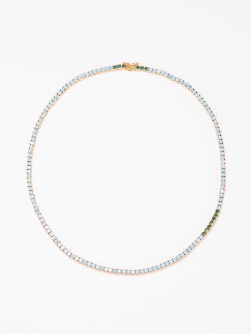 Roxanne Assoulin - Baseline Cubic Zirconia & Gold-plated Necklace - Womens - Blue Multi
